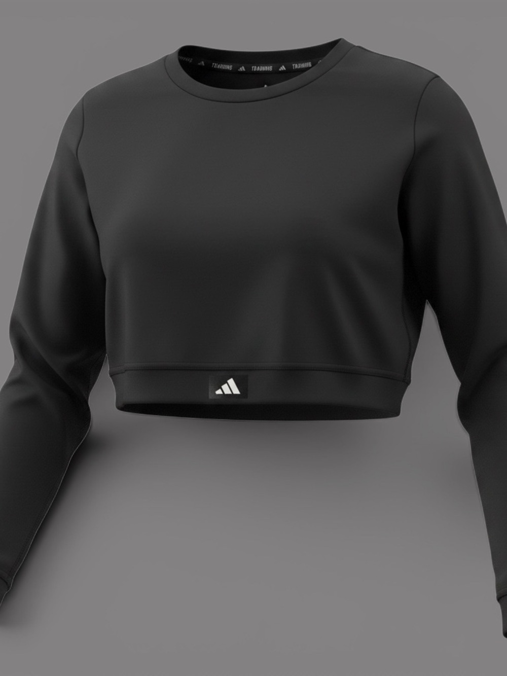 adidas Black Long-Sleeve Cropped Crew Top